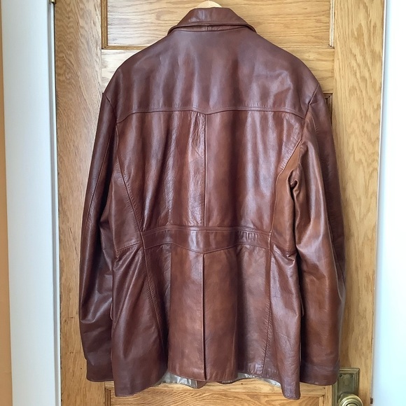 VINTAGE 70's Menswear Brown Leather Blazer - Picture 15 of 16